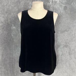 Eileen Fisher Womens Velvet Bateau Neck Tank‎ Top Shirt Small Black Blouse